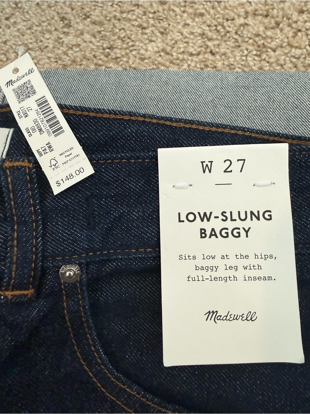 Madewell Women's Dark Blue Wide-Leg Selvedge Jeans - Picture 3 of 4